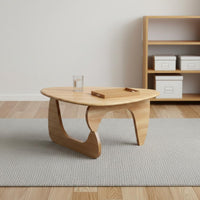 Safe Round Corners Solid Wood Triangle Coffee Table Wear-Resistant Nordic Wood Tea Table Easy Assembly Waterproof for Small Apartment Owners