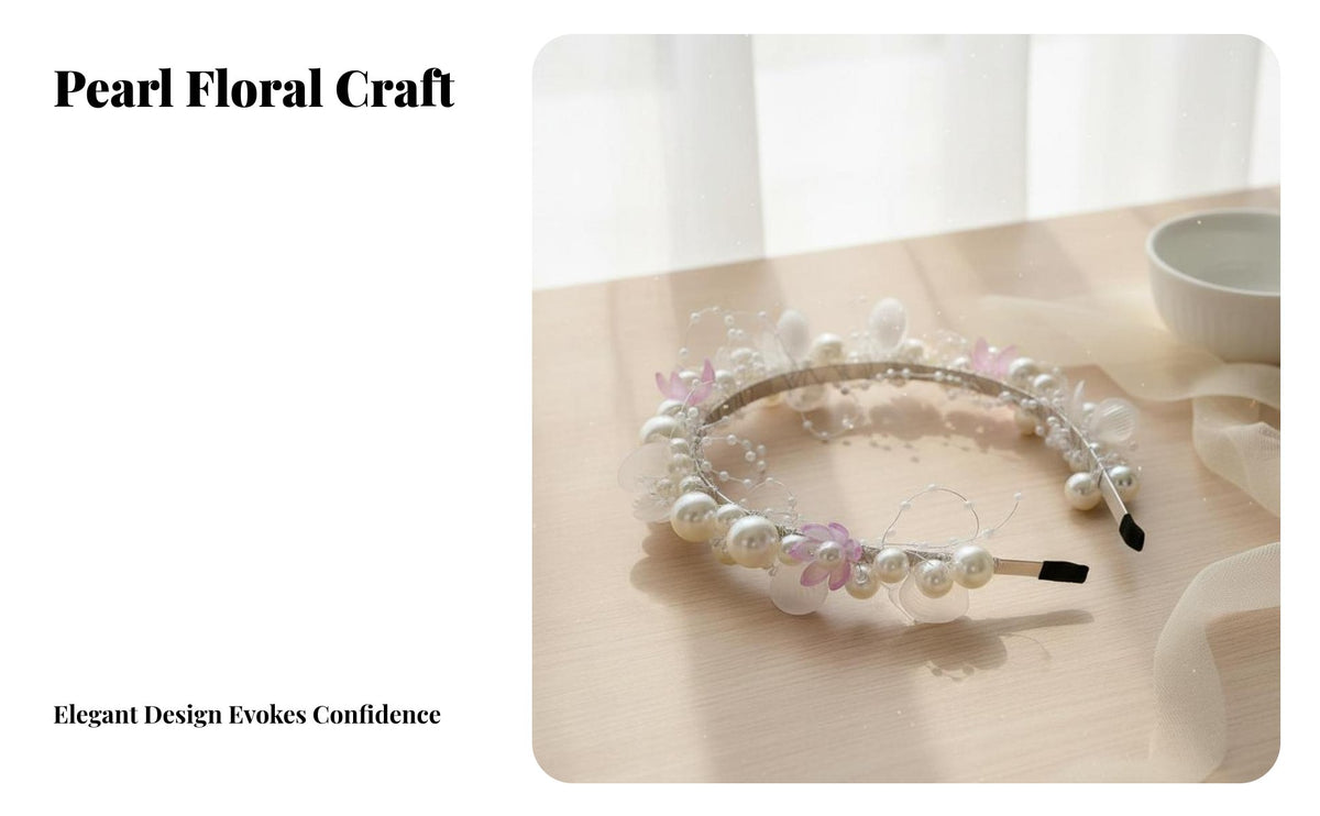 Sparkling Flower Tiara Headband Elegant Design Fairy Design Hair Wreath Handmade Princess Flower Crown for Young Children, Weddings