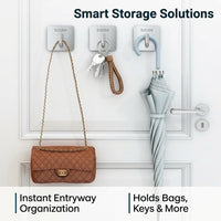 Bedroom Wall Mounted Hanging Hook for Dorm Room and Homeowner, Stainless Steel No Drill Organizer with Strong Adhesive