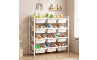 Toy Storage Organizer with Bins Toy Storage Organizer with Wheels Multi-Tier Furniture for Young Children, Parents, Playroom, Nursery