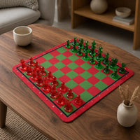 Easy to Stow Red Green Chess Board Set Lightweight Plastic Chess Set Colorful for Beginners, Kids, Travel, School