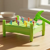 Hand-Eye Coordination Kids Hammering Nail Game Parent-Child Interactive Toddler Pounding Peg Toy Educational Hammer and Peg Toy Set Color Recognition for Desktop