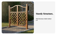 Wooden Lattice Gate Weather-Resistant Arched Double Garden Gate Anti Carbonized Fir Wood Fence for Homeowners, Yard, Vegetable Bed, Patio