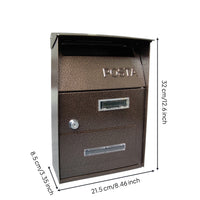 Wall-Mounted Mailbox Metal Mailbox with Lock and Key Postbox Upright Letterbox Rectangular for Homeowners, Outdoor, Villa