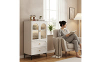 Storage Cabinet with Glass Doors Freestanding Storage Cabinet with Drawers Contemporary Cabinet for Bedroom, Living Room, Entryway