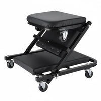 Folding Technician Stool Heavy-Duty Steel Frame Rolling Technician Stool Full Rotation Casters Creeper Seat for Mechanics
