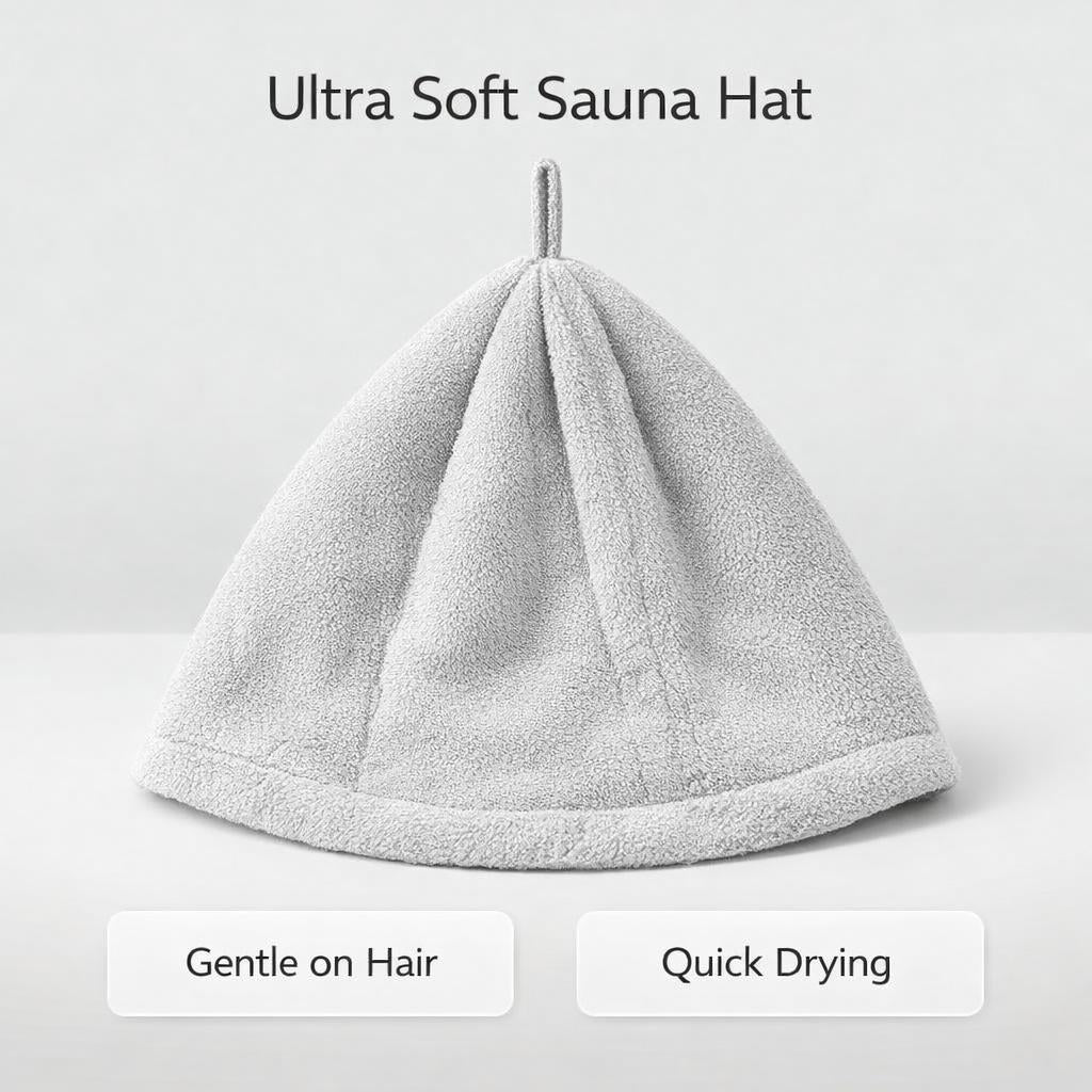 Navy Blue Sauna Cap for Men and Women, Coral Fleece Bucket Style Steam Room Accessories, One Size Fits All Polyester Bathroom Wellness