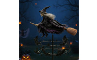 Halloween Kinetic Wind Rotator with Witch Rotating Witch Wind Rotator Spooky Yard Art Whimsical for Pathway