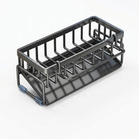 Bathroom Sink Organizer with Sloped Drain Rack for Home Kitchen, No-Drill Under Storage for Sponges & Brushes, Integrated Dishcloth Bar, Tidy Solution