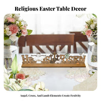 Wooden Cross Angel Sign Country Chic Design Wooden Cross Decoration Religious Theme Easter Resurrection Scene Decor for Tabletop, Home, Living Room