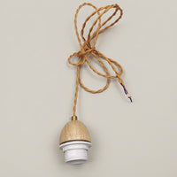 Ceiling Light with Wood Finish for Living Room, Vintage E27 Light Fitting with Bulb Holder, DIY Wooden Pendant and Ceiling Rose, Pack 1