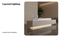 Wide Desktop Modern Reception Desk Large Storage Capacity Minimalist Lobby Front Desk Sturdy Structure Checkout Counter Versatile for Receptionists, Office Managers, Business Owners, Sales Center, Hotel, Company Entrance, Shop