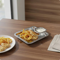 Snack Serving Plate Polished Finish Dipping Tray Rounded Corners