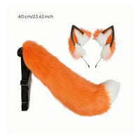 animal Ears Headband and Tail Set Soft Pile animal Ears and Tail Set Soft Accessory for Cosplayers, Adults, Anime Conventions