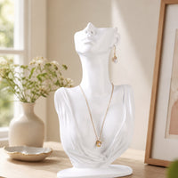 Resin Jewelry Mannequin Bust Sculpted Jewelry Display Bust Stable Necklace Display Stand Half-Body for Boutique Owners, Jewelers, Vanity