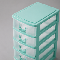 Plastic Storage Case, Small Item Organizer, 5 Drawers, Desktop Storage, Desk Organizer, Transparent, Stackable, 18L
