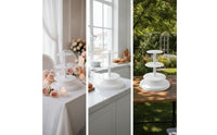 Three-Tier Cake Stand Stable Cake rack with Plates Elegant Tiered Serving Tray for Party Planners, Dessert Makers, Weddings