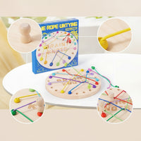 Wooden Rope Puzzle Board Game Brain-Teasing Wooden Rope Puzzle Untangling Game Reasoning Elastic for Children, Home, Classroom
