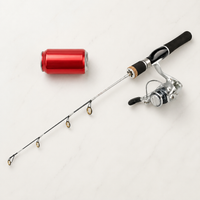 Ice Fishing Rod Kit with Spinning Reel, 2 Piece Carbon Fiber Ice Fishing Combo, Hard Action Winter Fishing Rod and Reel Set