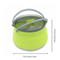 Space-Saving Foldable Silicone Kettle 1000ml Capacity Foldable Silicone Teapot Heat-Resistant Handle Portable Water Boiling Pot Fast Heating for Hikers, Campers