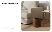 Wood Grain Trash Can Large Capacity Round Garbage Bin with Lid Round Trash Can with Lid Easy to Clean Wood Grain Wastebasket