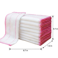 5 Layer Cotton Gauze Dish Cloths, Lintless Dish Cloths for Dishwashing, Textured Oil-Resistant White and Pink Stitched Edge Dishcloths, 5 Pack