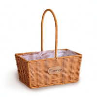 Rattan-Style Flower Basket with Plastic Liner Trapezoid Basket with Liner Clear Lightweight for Home Decor, Picnics