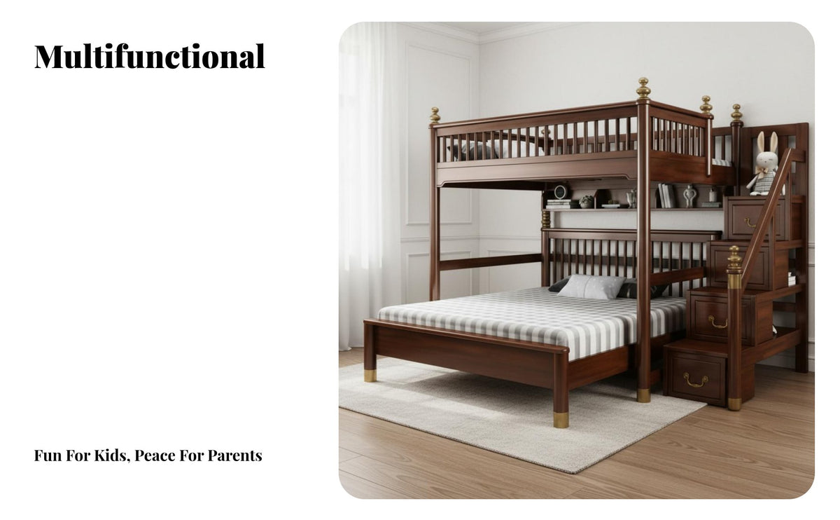 Loft Bed Desk Wardrobe Space-Saving Loft Bed with Wardrobe and Drawers Guardrails children's Furniture for Teens, Small Areas, Dorm Room, Home