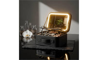 Large Capacity Portable Vanity Case with LED Mirror 3 Light Colors Lighted Makeup Train Case Tap Control Makeup Box with Mirror Luggage Strap for Women, Travel
