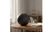 Vase with Wave Texture Lustrous Metal Vase Round for Living Room