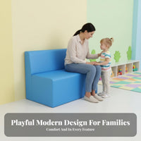 Child-Safe Design Upholstered Low Sofa Anti-Collision Waiting Area Bench Easy to Clean children's Furniture for Parents, young children, School Administrators, Kindergarten, Early Education center, Lobby, Playroom