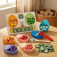 Dinosaur Egg-Shaped Counting Toy Fine Motor Skills Wooden Counting Toy Number Matching Eggs Color Sorting Wooden Number Eggs