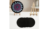 5 Pieces Round Art Board with Easel Circular Black Painting Board with Mini Easel Cardboard Canvas Wooden Compact for Artists