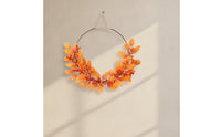 Half-Wreath Lightweight Wreath with Metal Hoop Faux Botanical Decoration for Thanksgiving, Entryway