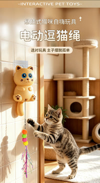 Electric Cat Teaser with Hanging Swing and Automatic Lift Bell Rope