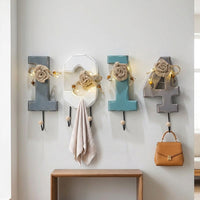 Nordic Wooden Wall Hooks, Key Holder for Wall, Decorative Hanger with Light, Nursery & Coat Hooks, 5-10kg Capacity