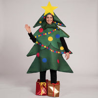 Christmas Tree Costume Funny Christmas Tree Outfit Playful Tunic Costume with Foot Covers for Adults