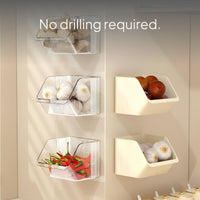 Wall Mounted Kitchen Storage Basket No-Drill Organizer