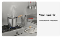 Multi-Purpose Deep Fryer Pot with Basket Easy to Clean Stainless Steel Fryer Pot Induction Compatible Pork Grease Keeper Rapid Heat Conduction