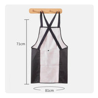 Detachable Wipe Cloth Cross-Back Apron Contrasting Trim Striped Apron Long Body Kitchen Wear Large Pockets