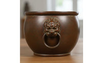 Retro Design Lion Head Bowl Artisan-Made Look Copper Heavy Duty Treasure Bowl for Desktop, Entryway, Living Room