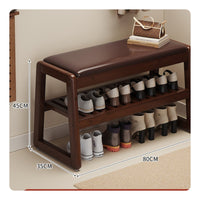 Comfortable Cushion Bamboo Entryway Bench Sturdy Construction Padded Shoe Storage Bench Polished Rounded Edges Padded Seat Shoe Rack Easy to Clean for Families, Mudroom, Hallway, Small Areas