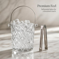 Glass Ice Bucket with Handle, Thickened Large Capacity Champagne Beer Cooler for Bar KTV Home Use