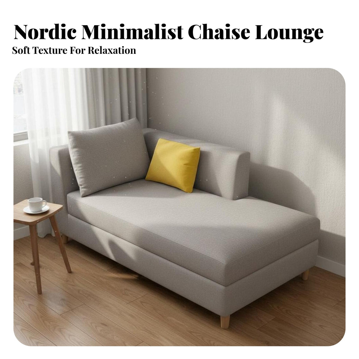 Nordic Design Upholstered Chaise Sofa Removable and Washable Cover Upholstered Chaise Lounge Solid Wood Frame Small Apartment Sofa Easy Assembly for Hotel Owners, Homeowners, Readers, Guest House, Bedroom, Home Pale Ice