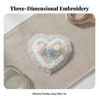Three-Dimensional Floral Brooch Korean Design DIY Sew-on Applique Cute Design Heart Shape Lace Embellishment for Seamstresses, Designers