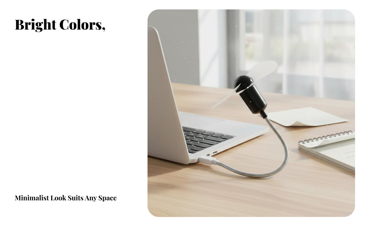 USB Gooseneck Fan Plug and Play Flexible Gooseneck Fan Low Power Consumption for Office Workers, Commuters, Travel, Dorm Room, Library