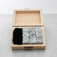 Gift Box with Granite Whisky Stones for a Home Bar, Premium Gift Set in a Wooden Box, Birthday Gift for Men with a Velvet Pouch, 9 Piece Pack