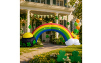 Inflate Inflatable Arch with Leprechaun Lighted Inflatable Rainbow with Pot of Gold Outdoor Yard Decor Giant for Homeowners, Party Hosts, Lawn, Garden