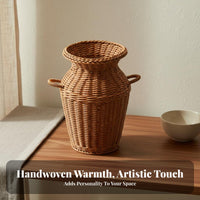 Imitation Rattan Vase Long-Lasting Woven Flower Vase Handmade Wicker Design Basket Easy to Clean Desktop Flower Holder