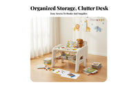 Rounded Corners Adjustable Kids Table and Chair Set Ergonomic Design Toddler Study Desk with Storage Material Multifunctional Play Table Set Stable Load-Bearing for Toddlers, Preschoolers, Parents, Playroom, Bedroom, Nursery, Classroom